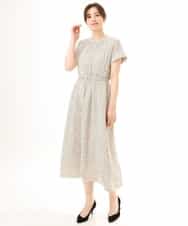 FIEGD53110 OFUON le MK(オフオン　ル　エムケー) 幾何ドットフレアワンピース/洗濯機で洗える/WEB限定 ネイビー