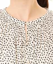 FIEGD53110 OFUON le MK(オフオン　ル　エムケー) 幾何ドットフレアワンピース/洗濯機で洗える/WEB限定 ネイビー