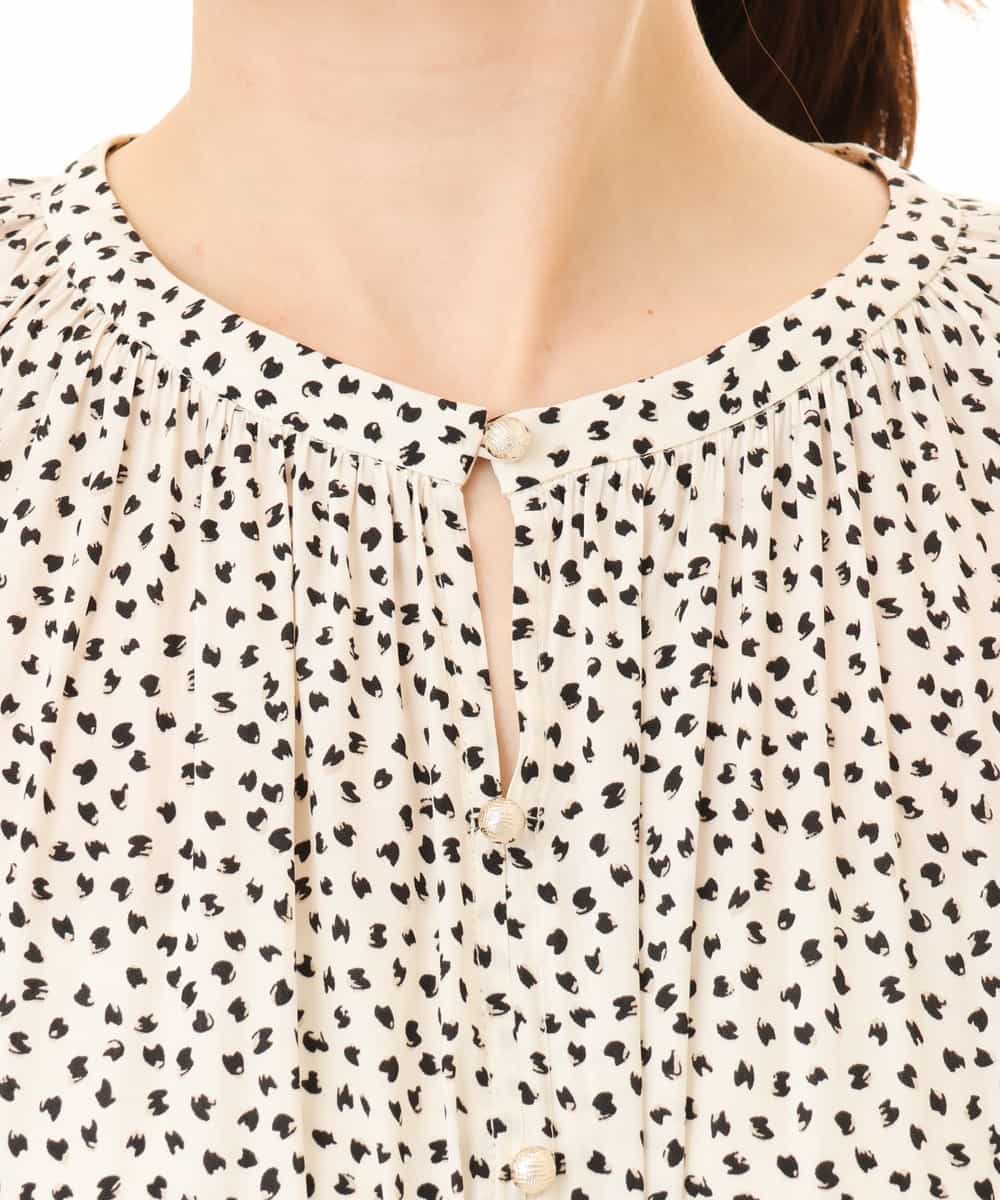 FIEGD53110 OFUON le MK(オフオン　ル　エムケー) 幾何ドットフレアワンピース/洗濯機で洗える/WEB限定 ネイビー