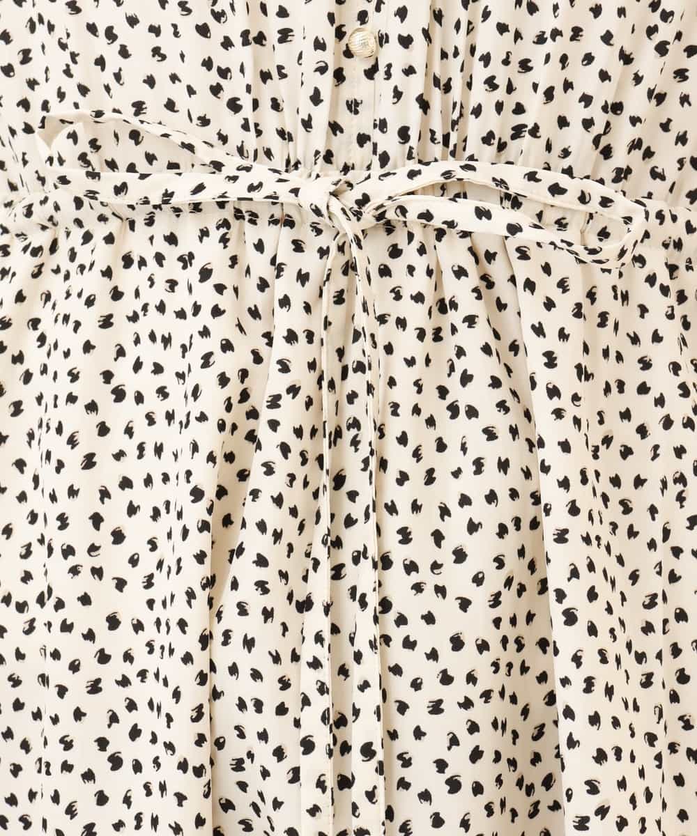 FIEGD53110 OFUON le MK(オフオン　ル　エムケー) 幾何ドットフレアワンピース/洗濯機で洗える/WEB限定 ネイビー