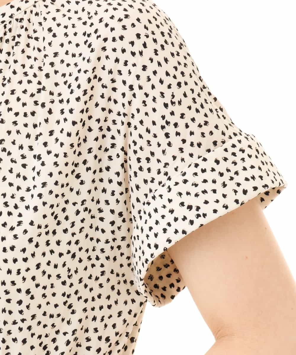 FIEGD53110 OFUON le MK(オフオン　ル　エムケー) 幾何ドットフレアワンピース/洗濯機で洗える/WEB限定 ネイビー