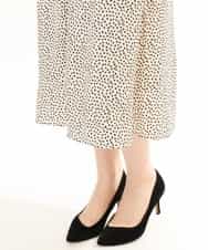 FIEGD53110 OFUON le MK(オフオン　ル　エムケー) 幾何ドットフレアワンピース/洗濯機で洗える/WEB限定 ネイビー