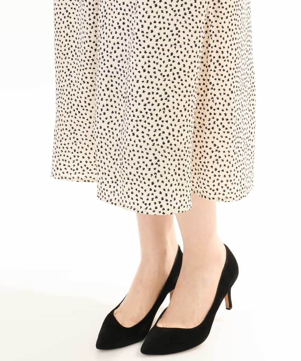 FIEGD53110 OFUON le MK(オフオン　ル　エムケー) 幾何ドットフレアワンピース/洗濯機で洗える/WEB限定 ネイビー