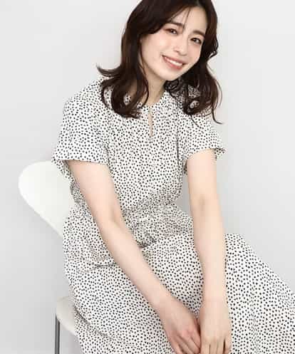 FIEGD53110 OFUON le MK 幾何ドットフレアワンピース/洗濯機で洗える/WEB限定