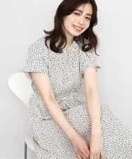 FIEGD53110 OFUON le MK(オフオン　ル　エムケー) 幾何ドットフレアワンピース/洗濯機で洗える/WEB限定 アイボリー