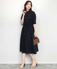 FIEHD27100 OFUON le MK(オフオン　ル　エムケー) サッカーストライプシャツワンピース/洗濯機で洗える/WEB限定サイズあり ライトブルー