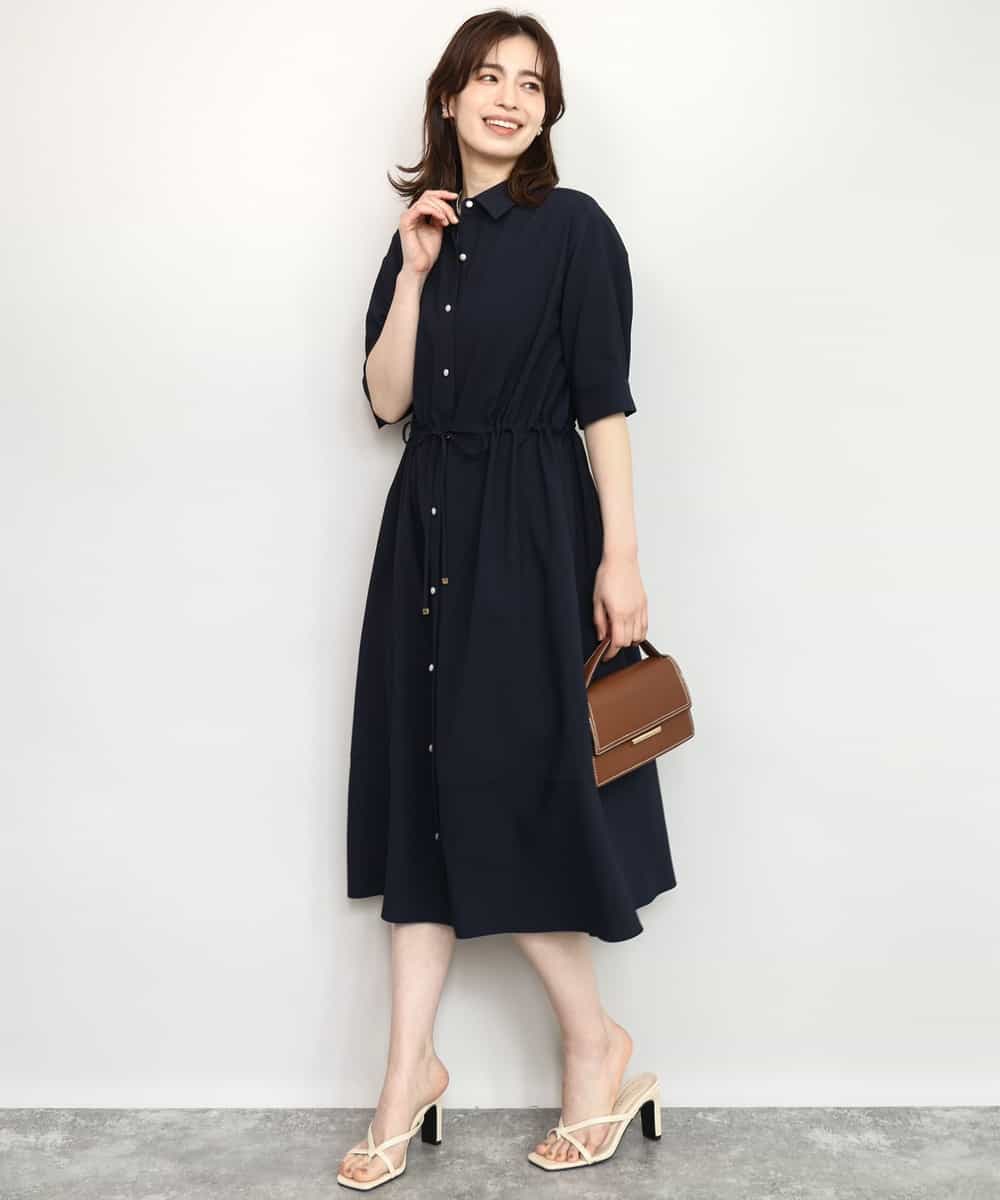 FIEHD27100 OFUON le MK(オフオン　ル　エムケー) サッカーストライプシャツワンピース/洗濯機で洗える/WEB限定サイズあり ライトブルー