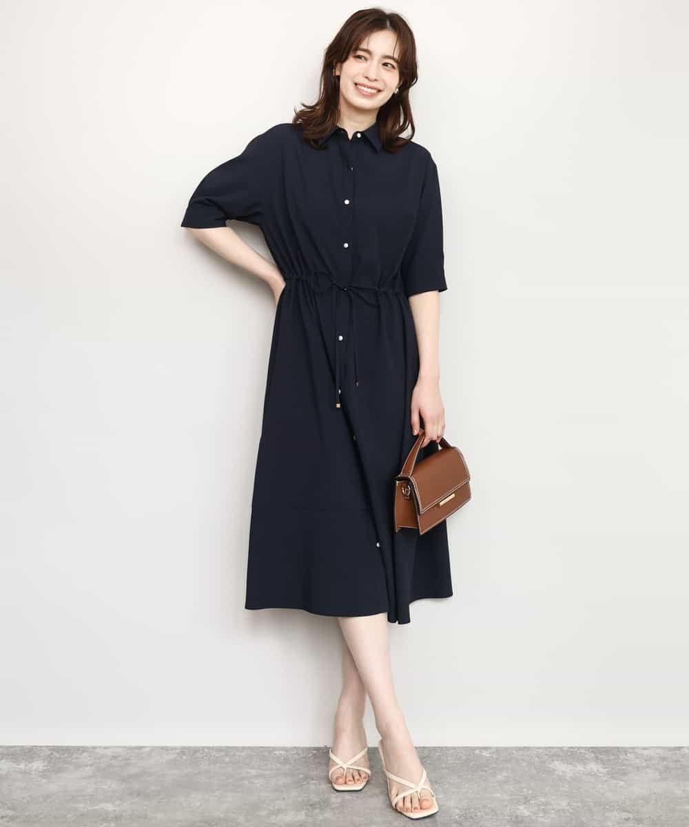 FIEHD27100 OFUON le MK(オフオン　ル　エムケー) サッカーストライプシャツワンピース/洗濯機で洗える/WEB限定サイズあり ライトブルー