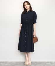 FIEHD27100 OFUON le MK(オフオン　ル　エムケー) サッカーストライプシャツワンピース/洗濯機で洗える/WEB限定サイズあり ライトブルー