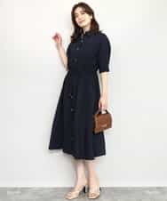 FIEHD27100 OFUON le MK(オフオン　ル　エムケー) サッカーストライプシャツワンピース/洗濯機で洗える/WEB限定サイズあり ライトブルー