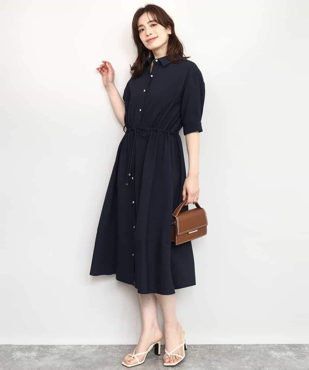 FIEHD27100 OFUON le MK(オフオン　ル　エムケー) サッカーストライプシャツワンピース/洗濯機で洗える/WEB限定サイズあり ライトブルー