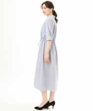 FIEHD27100 OFUON le MK(オフオン　ル　エムケー) サッカーストライプシャツワンピース/洗濯機で洗える/WEB限定サイズあり ライトブルー