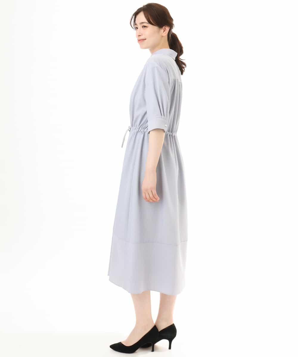 FIEHD27100 OFUON le MK(オフオン　ル　エムケー) サッカーストライプシャツワンピース/洗濯機で洗える/WEB限定サイズあり ライトブルー