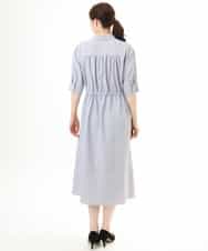 FIEHD27100 OFUON le MK(オフオン　ル　エムケー) サッカーストライプシャツワンピース/洗濯機で洗える/WEB限定サイズあり ライトブルー