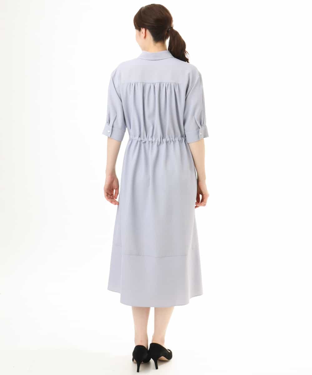 FIEHD27100 OFUON le MK(オフオン　ル　エムケー) サッカーストライプシャツワンピース/洗濯機で洗える/WEB限定サイズあり ライトブルー