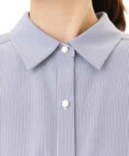 FIEHD27100 OFUON le MK(オフオン　ル　エムケー) サッカーストライプシャツワンピース/洗濯機で洗える/WEB限定サイズあり ライトブルー