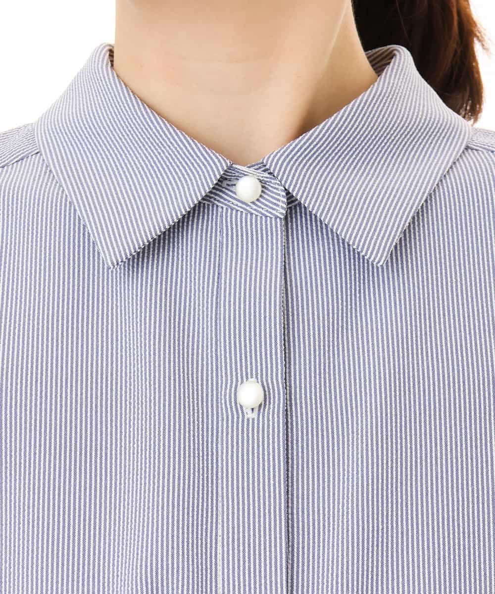 FIEHD27100 OFUON le MK(オフオン　ル　エムケー) サッカーストライプシャツワンピース/洗濯機で洗える/WEB限定サイズあり ライトブルー