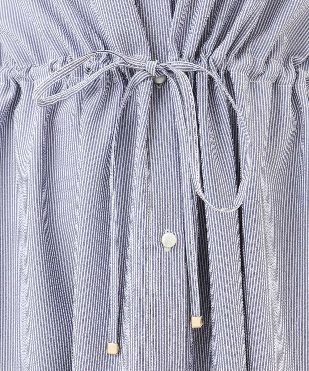 FIEHD27100 OFUON le MK(オフオン　ル　エムケー) サッカーストライプシャツワンピース/洗濯機で洗える/WEB限定サイズあり ライトブルー