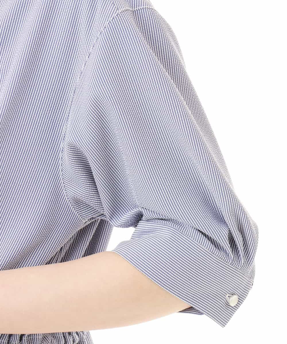 FIEHD27100 OFUON le MK(オフオン　ル　エムケー) サッカーストライプシャツワンピース/洗濯機で洗える/WEB限定サイズあり ライトブルー