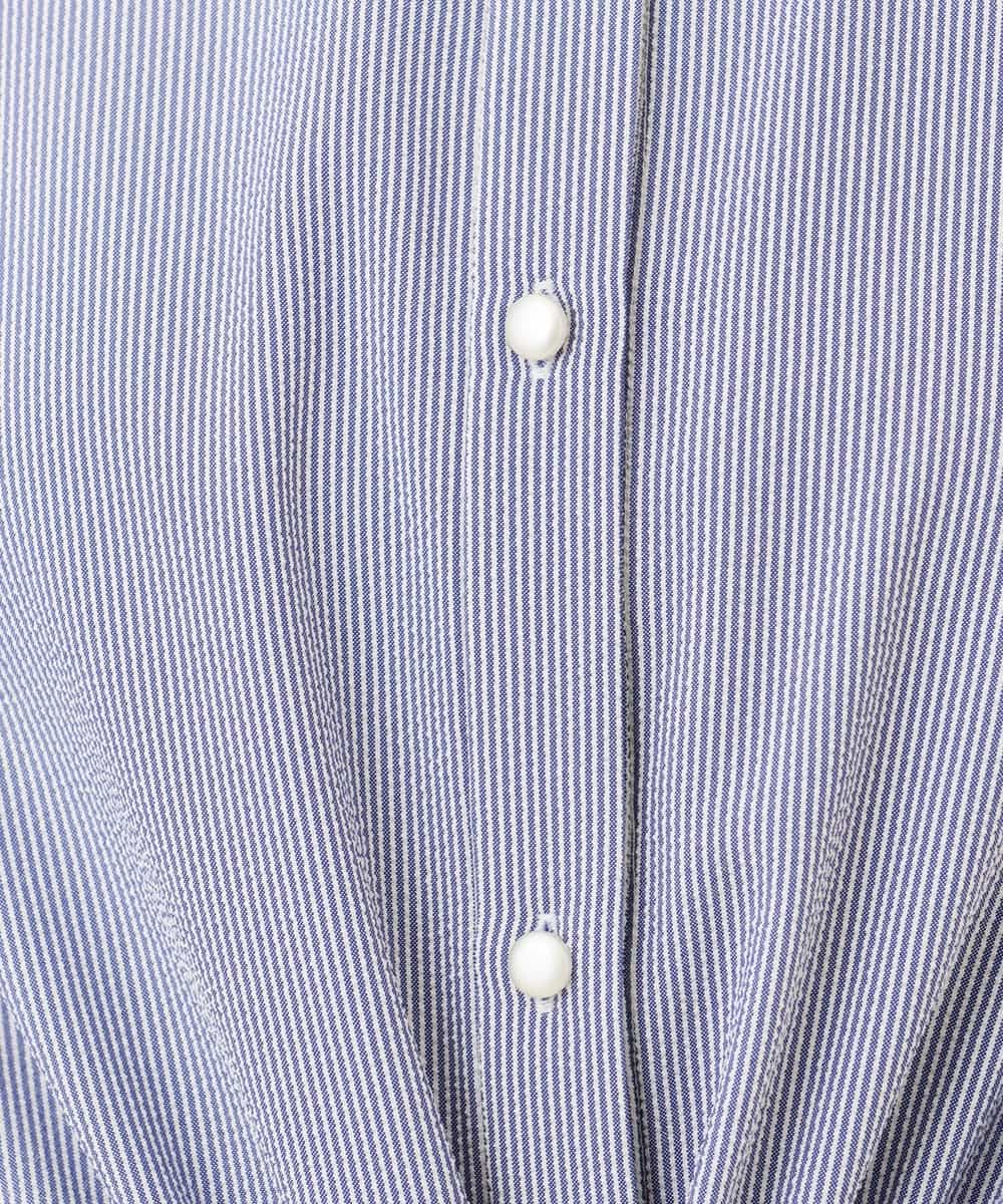 FIEHD27100 OFUON le MK(オフオン　ル　エムケー) サッカーストライプシャツワンピース/洗濯機で洗える/WEB限定サイズあり ライトブルー