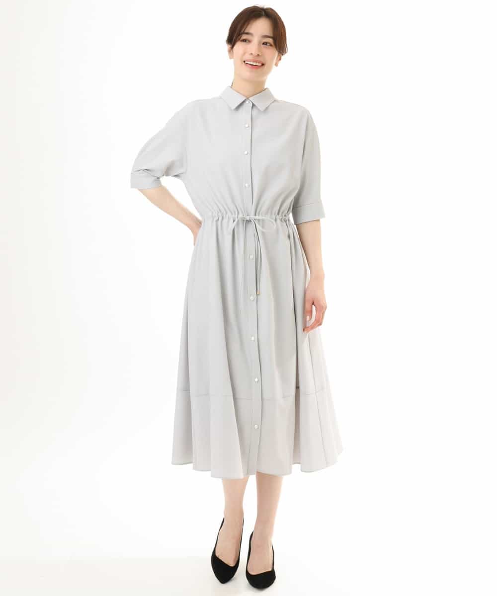 FIEHD27100 OFUON le MK(オフオン　ル　エムケー) サッカーストライプシャツワンピース/洗濯機で洗える/WEB限定サイズあり ライトブルー