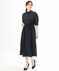 FIEHD27100 OFUON le MK(オフオン　ル　エムケー) サッカーストライプシャツワンピース/洗濯機で洗える/WEB限定サイズあり ライトブルー