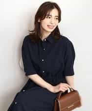 FIEHD27100 OFUON le MK(オフオン　ル　エムケー) サッカーストライプシャツワンピース/洗濯機で洗える/WEB限定サイズあり ネイビー