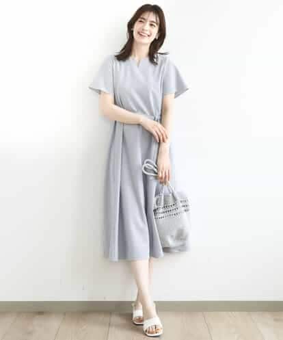 FIEJA01120 OFUON le MK キーネックデザインワンピース/洗える/WEB限定サイズあり