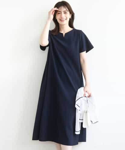 FIEJA01120 OFUON le MK キーネックデザインワンピース/洗える/WEB限定サイズあり