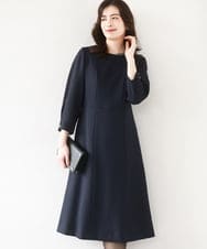 FIEJA52110 OFUON le MK(オフオン　ル　エムケー) [セットアップ対応]ベルト付きタックワンピース/洗える/WEB限定サイズあり ネイビー