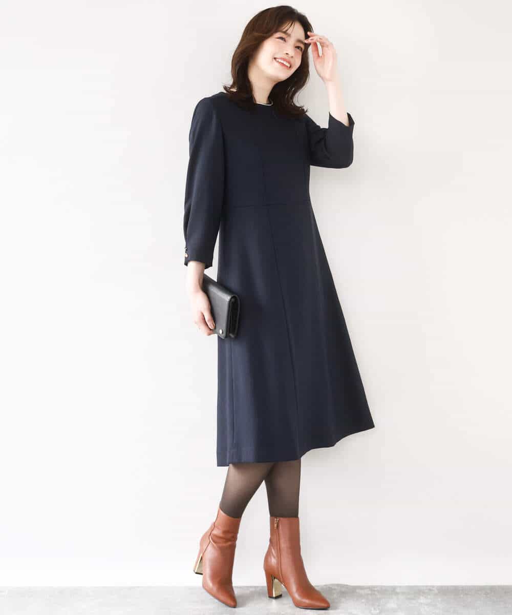 FIEJA52110 OFUON le MK(オフオン　ル　エムケー) [セットアップ対応]ベルト付きタックワンピース/洗える/WEB限定サイズあり ベージュ