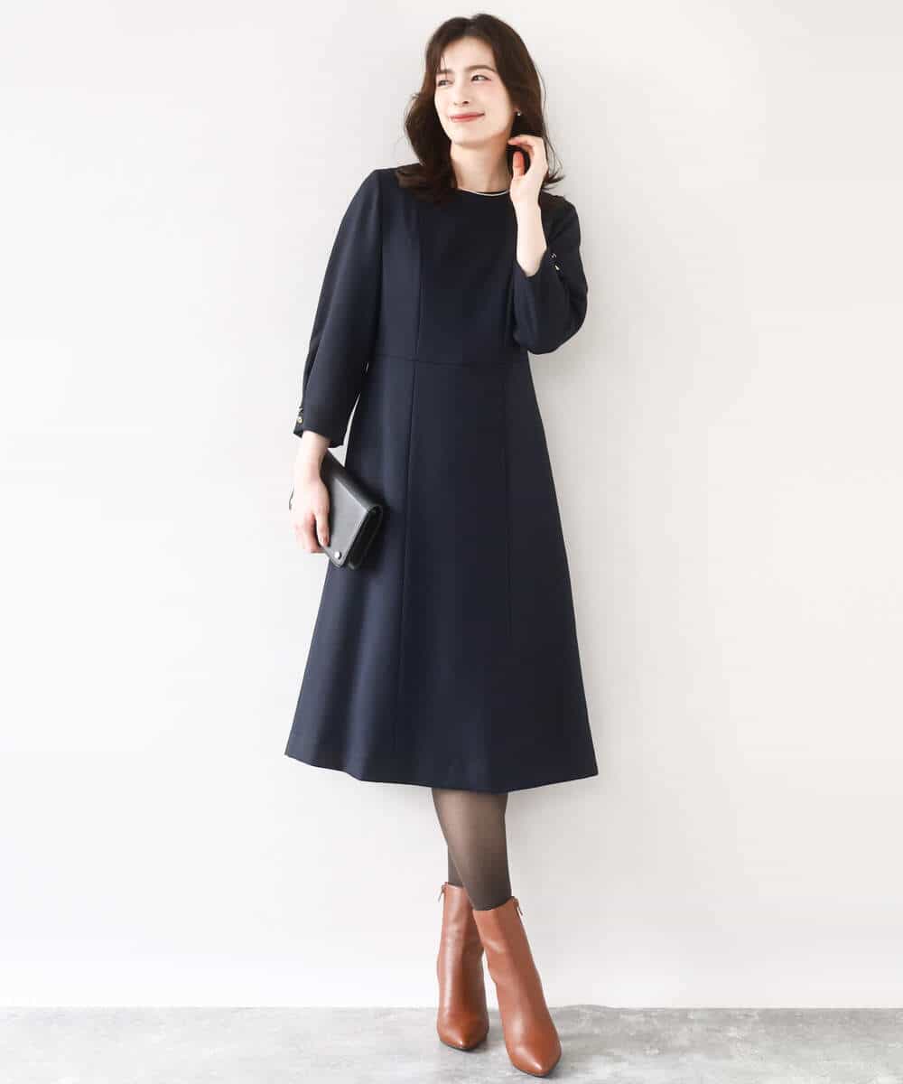 FIEJA52110 OFUON le MK(オフオン　ル　エムケー) [セットアップ対応]ベルト付きタックワンピース/洗える/WEB限定サイズあり ベージュ