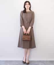 FIEJA52110 OFUON le MK(オフオン　ル　エムケー) [セットアップ対応]ベルト付きタックワンピース/洗える/WEB限定サイズあり ベージュ