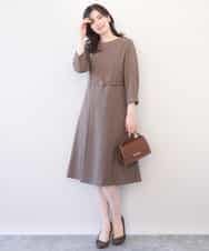 FIEJA52110 OFUON le MK(オフオン　ル　エムケー) [セットアップ対応]ベルト付きタックワンピース/洗える/WEB限定サイズあり ベージュ