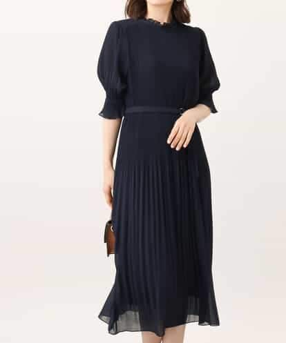 FIEJV14110 OFUON le MK シフォンプリーツワンピース/前後2way/洗える/WEB限定サイズあり