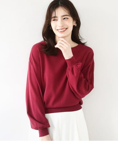 FIFAD02054 OFUON le MK ボリューム袖ベーシックニット/洗える/WEB限定サイズあり