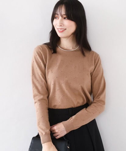 FIFAD22070 OFUON le MK ドット柄コンパクトニットプルオーバー/洗える/WEB限定サイズあり