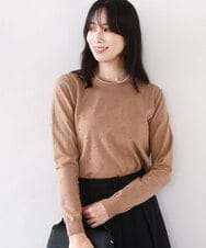 FIFAD22070 OFUON le MK(オフオン　ル　エムケー) ドット柄コンパクトニットプルオーバー/洗える/WEB限定サイズあり ライトブラウン