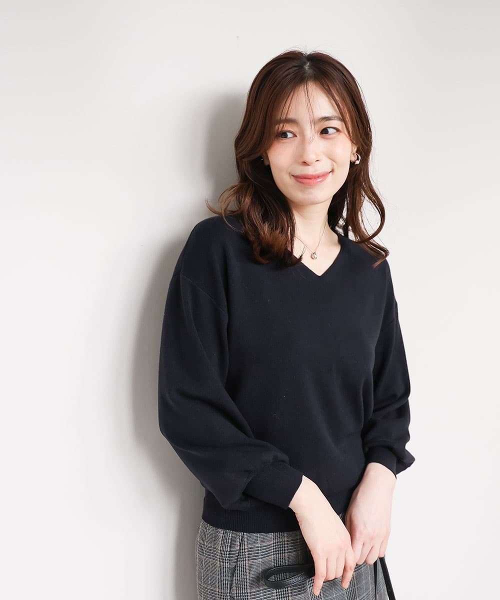 FIFAD43054 OFUON le MK(オフオン　ル　エムケー) ベーシックVネックニット/洗える/WEB限定サイズあり ラベンダー
