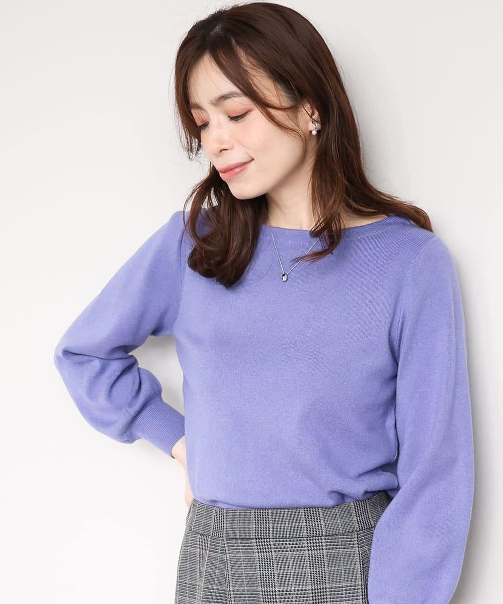 FIFAE02054 OFUON le MK(オフオン　ル　エムケー) ベーシックボートネックニット/洗える/WEB限定サイズあり ラベンダー