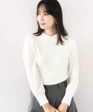 FIFDD04080 OFUON le MK(オフオン ル エムケー) パール調ビーズ衿付きハイゲージニット/洗える ホワイト