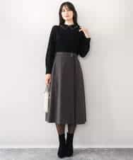 FIFDD04080 OFUON le MK(オフオン ル エムケー) パール調ビーズ衿付きハイゲージニット/洗える ホワイト