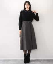 FIFDD04080 OFUON le MK(オフオン ル エムケー) パール調ビーズ衿付きハイゲージニット/洗える ホワイト