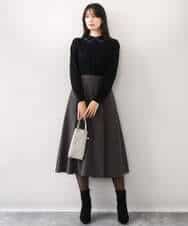 FIFDD04080 OFUON le MK(オフオン ル エムケー) パール調ビーズ衿付きハイゲージニット/洗える ホワイト