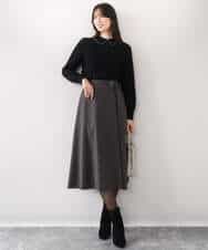 FIFDD04080 OFUON le MK(オフオン ル エムケー) パール調ビーズ衿付きハイゲージニット/洗える ホワイト