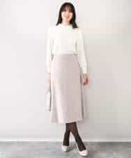 FIFDD04080 OFUON le MK(オフオン ル エムケー) パール調ビーズ衿付きハイゲージニット/洗える ホワイト