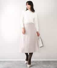 FIFDD04080 OFUON le MK(オフオン ル エムケー) パール調ビーズ衿付きハイゲージニット/洗える ホワイト