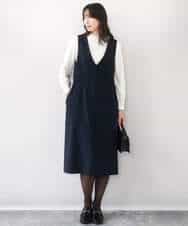 FIFDD04080 OFUON le MK(オフオン ル エムケー) パール調ビーズ衿付きハイゲージニット/洗える ホワイト