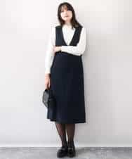 FIFDD04080 OFUON le MK(オフオン ル エムケー) パール調ビーズ衿付きハイゲージニット/洗える ホワイト