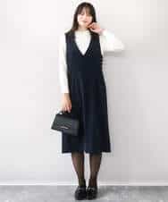 FIFDD04080 OFUON le MK(オフオン ル エムケー) パール調ビーズ衿付きハイゲージニット/洗える ホワイト